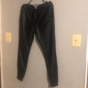 Black faux leather pants